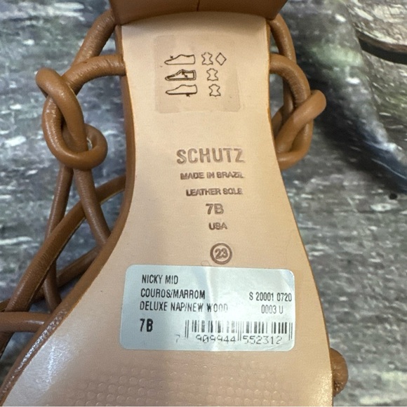 Nicky Mid Nappa Leather Sandals By Schutz Size 7 - Picture 5 of 9